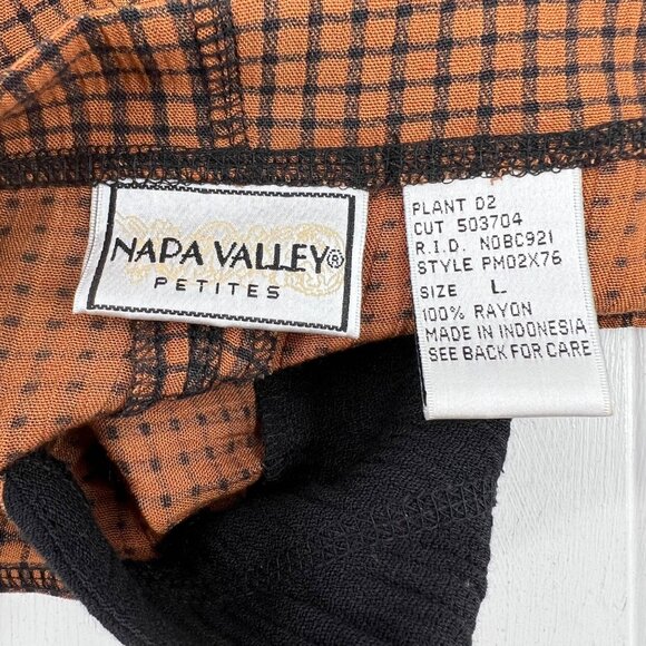 Vintage Napa Valley Petites Y2K Dress Romper L Brown & Black Rayon Floral Pocket - Picture 5 of 7